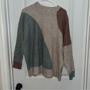 Madewell Cedarbrook Pullover Sweater Brown/green Colorblock Size 1X Wool Blend